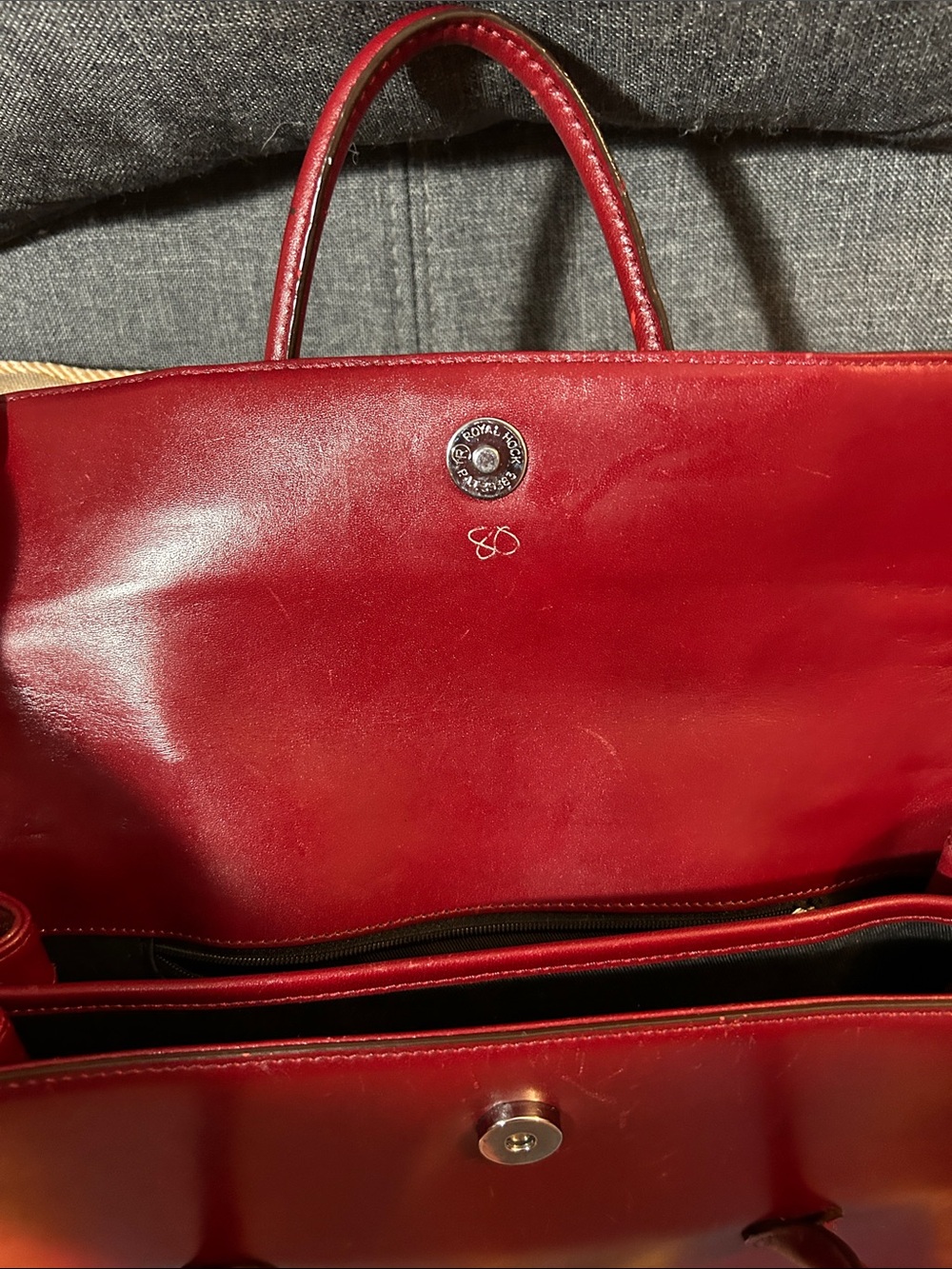 Adrienne Vittadini Deep Red Leather Satchel - Picture 3 of 8